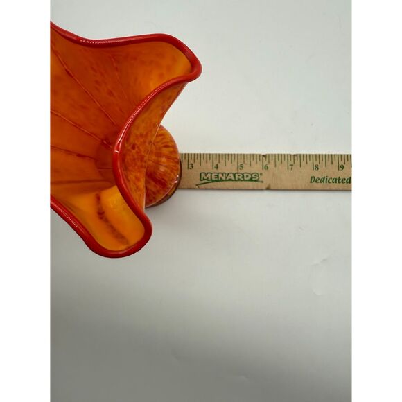 vintage Fenton Thumbprint orange glass vase - Picture 3 of 6